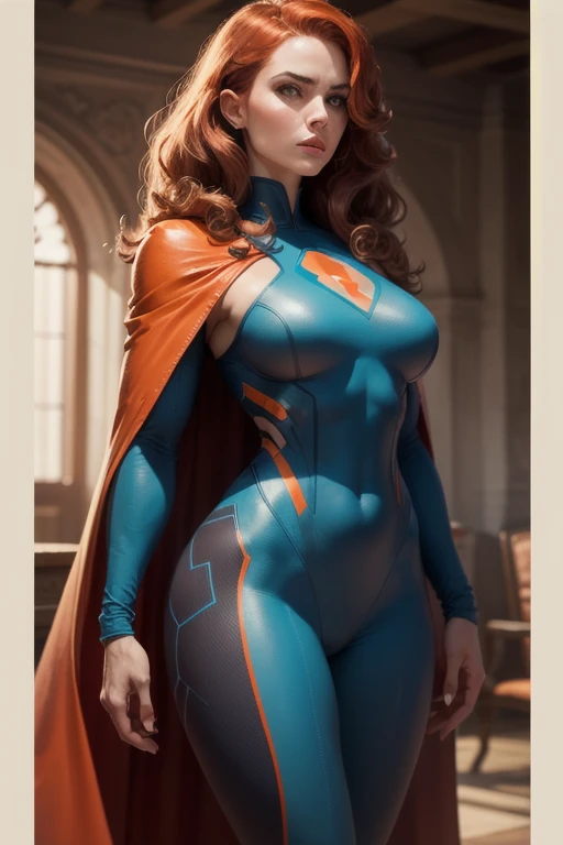 Jennifer Garner as Dr. strange, defined muscles, red hair, athletic build, tight costume, highly detailed, sexy revealing lots of skin, large breasts, ((bare breasts)), ((dark tan)), ((cobalt blue eyes)), ((butt to the camera)), ((rear view)), (((red outfit))), (((camel toe))), (((cameltoe)))