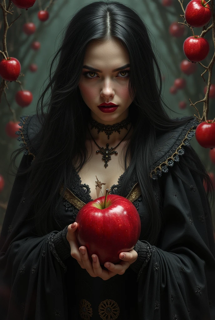 arafed woman with blood on her face eating an apple, realistic fantasy photography, photography alexey kurylev, inspired by Samuel Hieronymus Grimm, photography alexey gurylev, fantasy photography, karol bak uhd, inspired by Brooke Shaden, inspired by Annie Leibovitz, in style of dark fantasy art, fantasy photoshoot