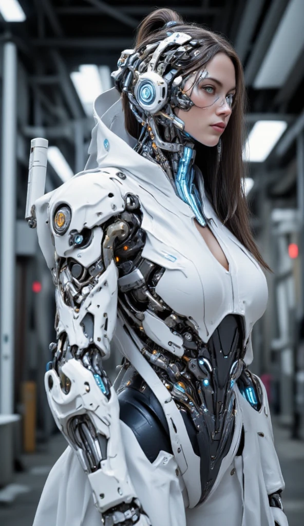 (Best Quality, 4K, 8K, High Resolution, Masterpiece: 1.2), (Super Detailed, Realistic, Photorealistic:1.37), A woman in futuristic clothing, (erotic and sexy:1.4), Trending on cgstation, Trending on cgstation, (Portrait of a girl in the Knights of the Zodiac:1.4), (blunt bangs:1.7), Cute Cyborg Girl, Perfect android girl, Portrait Astronaut Girl, Beautiful girl cyborg, Girl wearing white black and pale blue iridescent mechanical cyber armor, Game CG, cgsociety and fenghua zhong, Beautiful Cyborg Shrine Maiden, Bioluminescence, (Gal Gadot:0.6), Anatomically correct grip, Anatomically correct four fingers and one thumb, (long claws:1.4), erotic and sexy, A gorgeous cape with beautifully detailed embroidery, energy ball