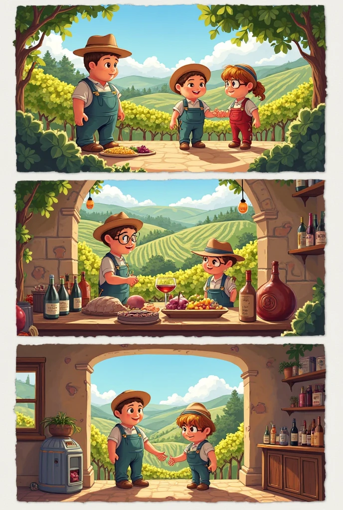 Young man buy alcohol bottle cartoon image in the village
