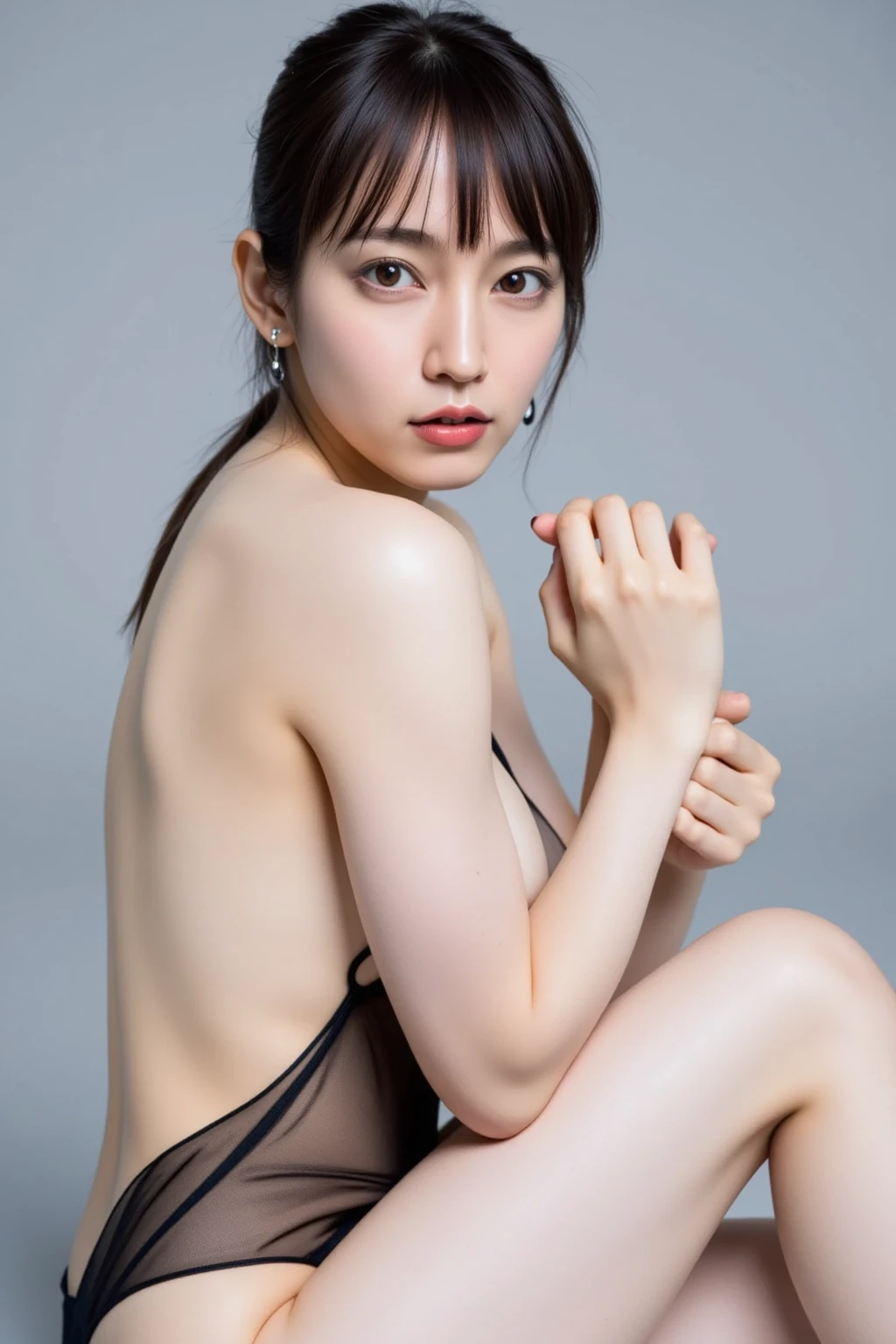 Top Quality, Masterpiece, Ultra High Definition, (Photorealistic: 1.4), Raw Photo, 1 Girl, Black Hair, Glossy Skin, WET BODY, Dramatic Lighting, Full Body,, Micro Bikini, Colossal