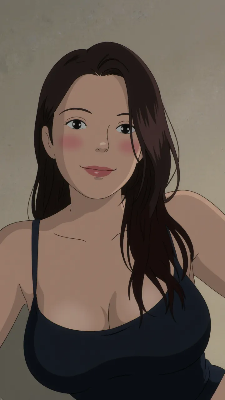 menina bonito, cabelo ondulado, sorriso maroto, corpo sexy, sexy, big breast without clothes and just a bra