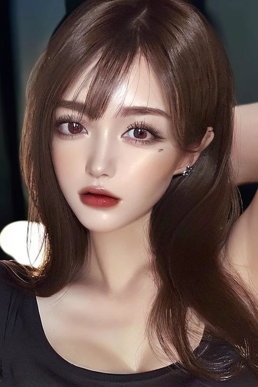 ((Top Best quality, 8k, Masterpiece :1.3)), Sharp focus :1.2, A Pretty Girl with perfect figure :1.4, Slender abs :1.2, ((Layered long wavy hair, beautiful breasts :1.2)), Super beautiful face, ((detailed beautiful face)), Super beautiful eyes, ((detailed eyes)), (White tight mini T-shirt :1.3), mini underwaer (Sultry) ((Aroused: 1.5)), night: 1.5, ((detailed clothing)), (detailed pantyhose), revealing cleavage , Rain :1.5, Street:1.3, Highly detailed face and skin texture,