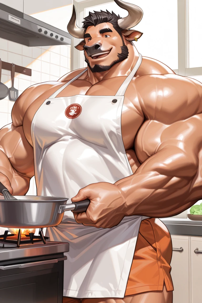 Middle-aged men,(50s),Bristles,chest hair,Masculine face,Long Hair,half up hair,Slightly tanned skin,(naked),(burly),(best quality),(8K),((extremely detailed)),masterpiece,(ultra quality),(beautiful right),Embarrassed face,((alone)),((high quality face)),((face close up)),bring the camera closer,((((high resolution)))),gray hair,kitchen,(naked lace frill apron),curvy,sweat,wet skin, ,((swollen crotch)),fat,apron for men,((bare ass)),blush,apron without back,Fat