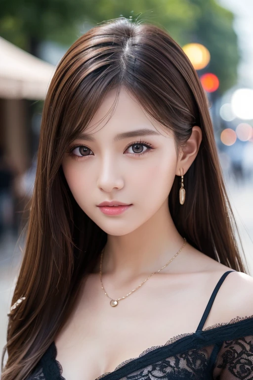 Urban beautiful girl college student, masterpiece, light makeup, Red lips, Silver Hair, Disheveled long hair, Street background, beautiful, elegant. Extremely fine detail, Master Works, Authentic texture, Realism in film lighting, Perfect job, 16k, High resolution, exquisite features,blue eyes、Japanese Idols、Beautiful face、Cute Smile、Brown Hair、beautiful hair、ponytail、glamorous、 Big Breasts、Erect nipples、Greasy muscles、Shiny skin、Sunburned skin、Glowing dark skin、Sexy knitted sweaters, Bright big eyes, Smooth Skin, Earrings, necklace, tattoo