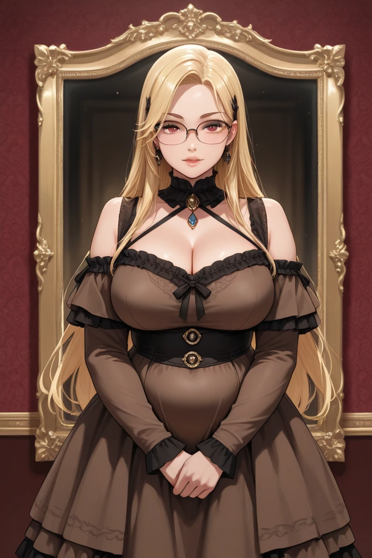 one-piece、Khalifa、big tits milf、big tits milf、big tits milf、1 person、(woman、long blonde hair、Fishnet tights、glasses:1.1)、Khalifaオプ、Close-up、Portrait、(dark shot:1.1)、epic and real、8K、highest quality、real images、intricate details、Super detailed、ultra high resolution、depth field、(フォトrealistic、realistic:1.2)、masterpiece、女の子 1 person、美しいPortrait、solo、stare at viewer、bare arms、V-shaped eyebrows、closed your mouth、Severe、frown、null、fighting stance、volume lighting、highest quality、masterpiece、intricate details、tone mapping、fade、(neutral color:1.2)、(hdr:1.4)、(mute color:1.2)、hyper detail、(art station:1.4)、like a movie、warm light、dramatic lights、(intricate details:1.1)、complex background、(rutkowski:0.66)、(teal and orange:0.4)
