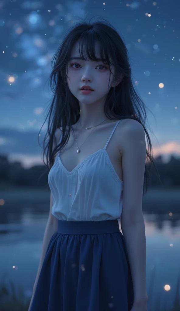 8k, high resolution, masterpiece, ultra-detailed, (Teenager, 15 Years Old, barely legal, tanned skin), (sheer oversized blouse, plain, short, wide neckline, deep neckline, random color, shiny boxers), (cozy cabana, shiny silky sheets, outdoor), (tropical ressort after a swim, wet), (small breasts, small hips, detailed face, long ponytail hair, tattoos, very thin leather collar), at night, full body shot, view from distance, random pose