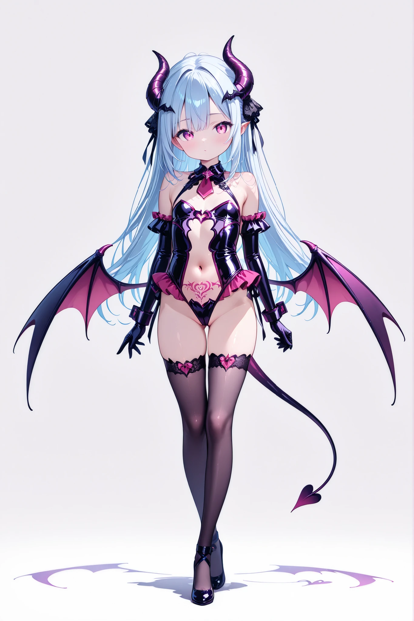 (((Character drawings))),succubi,tightsuit,revealing buttocks,Underarms,There are love lines on the lower abdomen,Long tail,Black hair pink gradient,Pink eyes,There is love in the eyes,Exposing the abdomen,Expose most of the chest,Very erotic dress-up,((tmasterpiece)),(((best qualtiy))),(CharacterDesignSheet,Same role,frontage,Lateral face,on back),1boy,独奏,tmasterpiece,best qualtiy,looking around a corner,full bodyesbian,Height 150cm,A detailed,concept-art,concept art of character,Character sketches,reference sheet,Role table,(simplebackground,white backgrounid: 1.3)