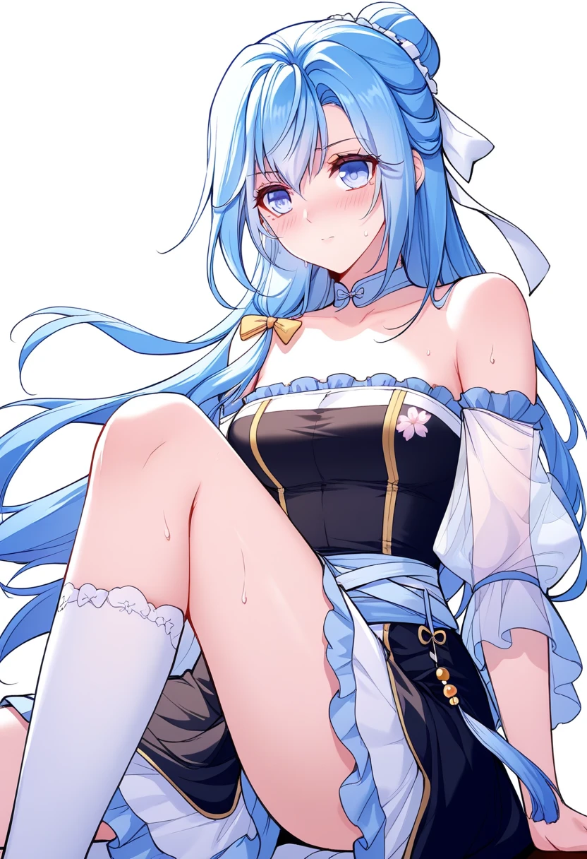 Super best quality、Ultra-high resolution、Beautiful details、Ultra HD quality、1 girl、Cute 13 year old girl、Long blue hair、Pure white wedding dress、Rubbing the breast with one hand、Masturbation、With one hand, she is stimulating her clitoris with her finger.、Panting expression、Showing off her pussy、A large amount of love juice is dripping from the pussy、Medium sized breasts、Beautiful pink nipple-shaped legs、