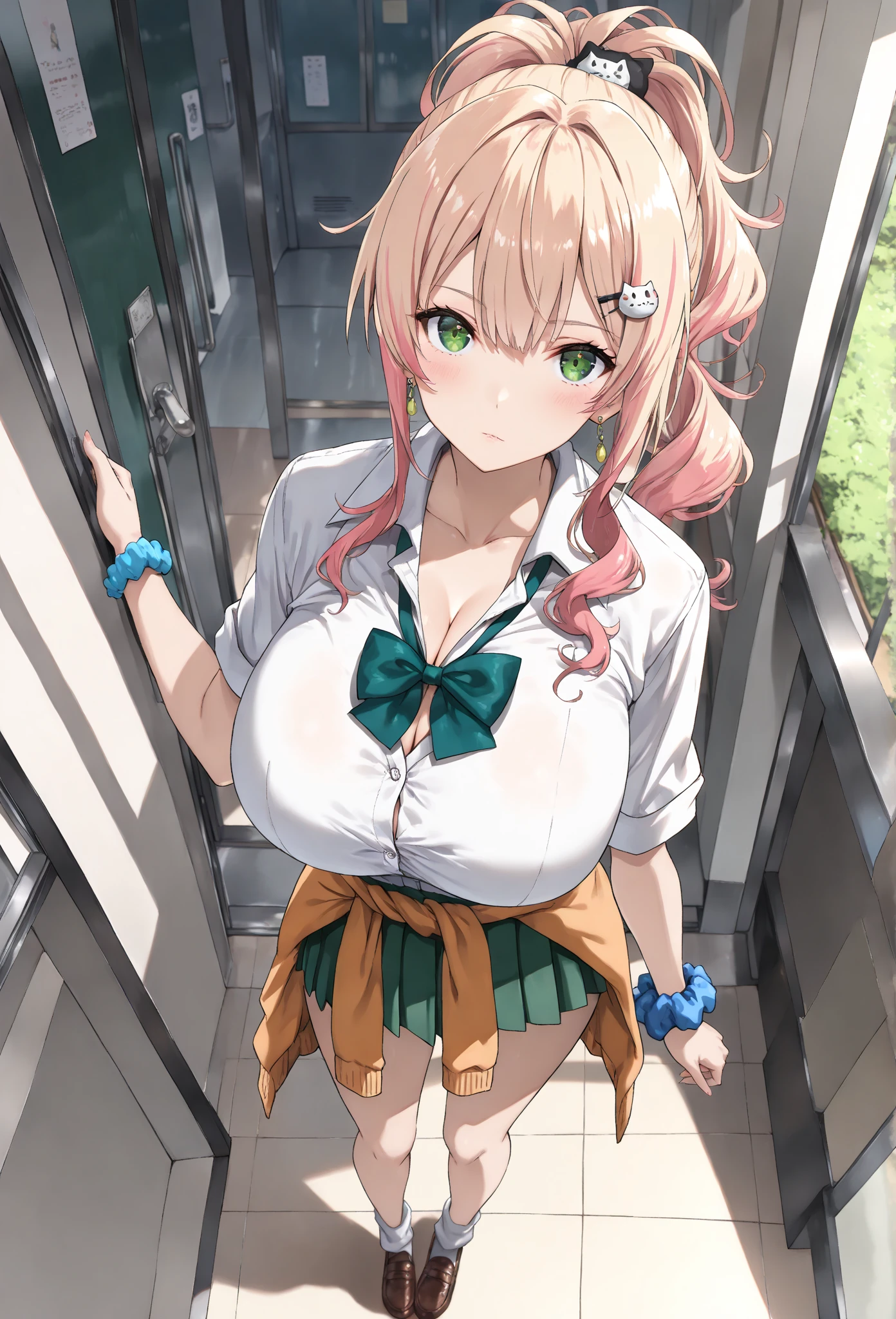 Permanently installed,White,(((She lifted her shirt, Reveal under her bra))).
èŠ±åªªªé¸é‡Œ,1 girl,alone,hair flower,pink hair,hair accessories,Bangs,hair between eyes,green eyes,bright瞳孔,hair intake,short hair,side lock,White的花,
Uniforms,collared shirt,red belt,neck strap,white shirt,purple jacket,big breasts,shirt,long sleeves,pleated skirt,mini skirt,Purple skirt,Thick thighs,, Beautiful visual effects, HD,masterpiece,the best quality,, 18 years old,young women,beautiful fingers,beautiful长腿,beautiful身体,beautiful鼻子,beautiful角色设计, perfect eyes, perfect Face,expressive eyes,
looking at the audience,
official art,Extremely detailed CG unified 8k wallpaper, perfect lighting,rich and colorful, bright_front_Face_light,skin shiny, 
(masterpiece:1.0),(the best_quality:1.0), 超high resolution,4k,Super detailed,
photography, 8k, high dynamic range, high resolution, Ridiculous:1.2, Kodak Portrait 400, film grain, blurred background, Bokeh:1.2, lens flare, (Energetic_color:1.2), (beautiful_Face:1.5),(narrow_waist), ,NSFW,