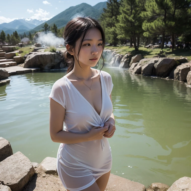 girl without clothes in the hot springs