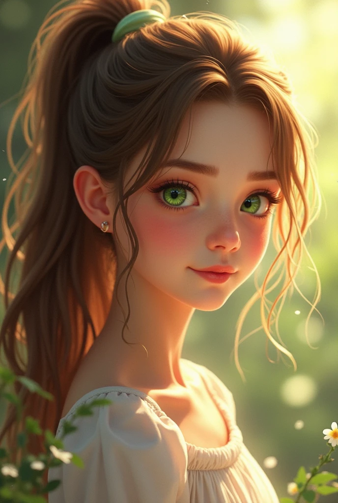 une-fille-de-quatorze-ans-les-cheveux-ch-tains-attach-en-queue-de