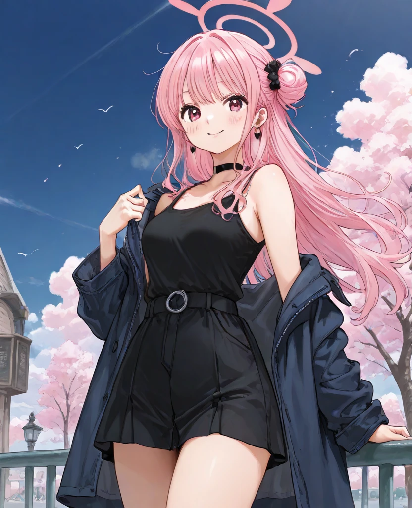 (8K, top-quality, masterpiece:1.2), (reallistic, Photorealsitic:1.37), Super Detail, One girl,), (Highly detailed), (beautifully detailed eyes), (of the highest quality), (super detailed ), (masterpiece), (Detailed face), 20yr old, 1 girl, (pink hair,long hair), medium breasts, clothed, Perfect Lighting, BREAK, (elegant and graceful:1.2), (pastel color palette:1.4), (light blue:1.3), (lilac:1.3), (blush pink:1.3), (luxurious fabrics:1.3), (silk:1.3), (satin:1.3), (airy sheer fabrics:1.3), (long flowing cardigan:1.4), (silky camisole:1.4), (delicate lace-cuffed blouse:1.4), (wide-leg chiffon pants:1.4), (organza fabric:1.3), (embroidered sunshade umbrella:1.5), (fine lace details:1.4), (pearl drop earrings:1.3), (ribbon-tied bracelet:1.3), (high-heeled strappy sandals:1.3), BRAKE, (upper body to thighs:1.3), (long wavy pink hair:1.3), (enjoy smile:1.3), (left hand on hip:1.2) , (arms behind back:1.2), (white background:1.2), (soft lighting:1.2)