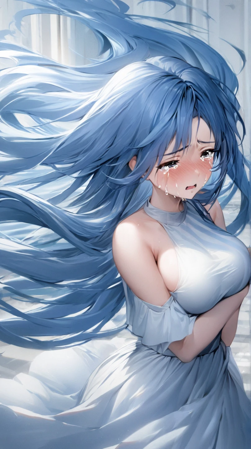 masterpiece, best quality,anime style, 1 girl,(((slender body))), (((small breast))), ((((breastfeeding a baby)))), (((breast milk))),(((Sports Bra,buruma))),(((((3 penis monkey grabbing the gir))))),((((restrained, arms behind back)))),((((cum facial)))), (beautiful face), (((long hair))), (((straight hair))), ((((blue hair)))),detailed beautiful skin, (perfect hands, perfect anatomy),scream