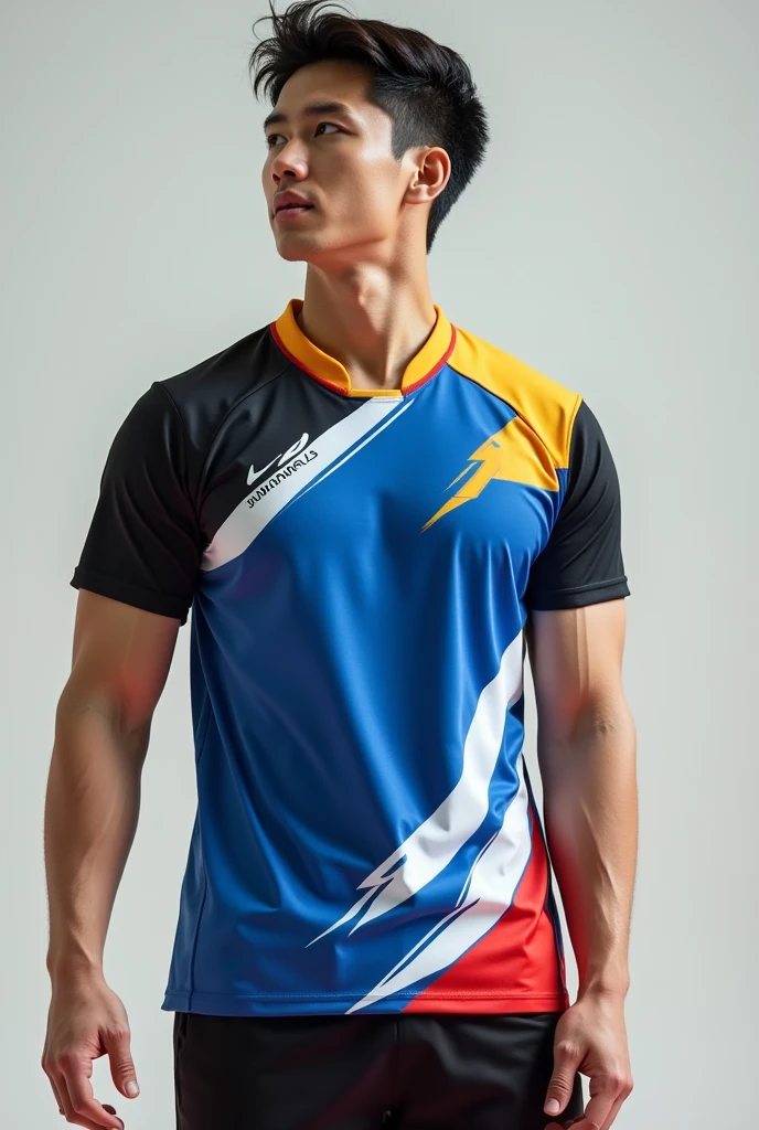 A white man with short blonde hair and dark eyes (fine-detailed) Well designed body (detailed drawing painting) Social sports style clothing (well done)