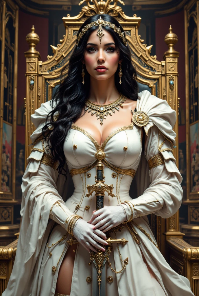 (full body shot), (rule of threes), (ultra-hyper-photorealistic:1.4), (sharp focus), (crystal clear), intricate, ornate, insane detail, fine detailed fabrics, equal eyes, outdoors, dynamic action pose, (solo focus:1.2), intricate, ornate, NSFW dynamic pose, embellish3, (insanely detailed, beautiful detailed face, masterpiece, best quality), A goth bride, huge breasts, ornate wedding dress with corset, gothic cathedral, (solo focus:1.2)