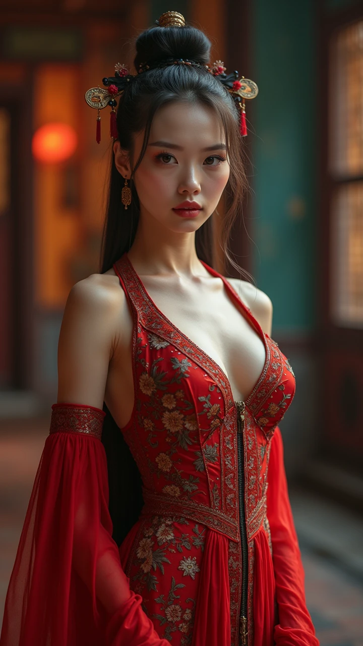 Gorgeous 18 year old Asian girl, war, special effects, magician, detail, monster, movie lighting, atmospheric perspective, 8k, super detail, high detail, high detail, high quality, high resolution, masterpiece, raphtalia cosplay costume with tail and ears, uninhabited tokyo city shinjuku, long messy wavy brown hair, big breasts, nsfw