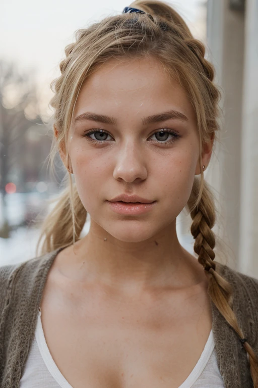 beautiful blonde with pigtails