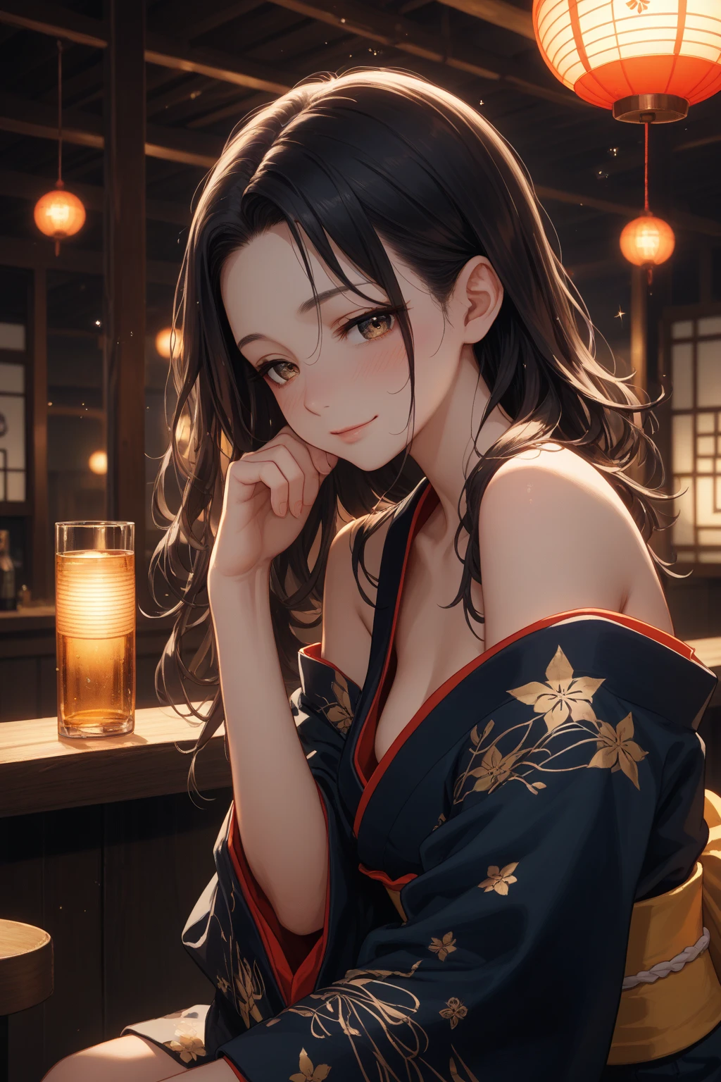 (((Masterpiece))),(((Super Detail))),(((in 8K))),(((best composition))),(((Rim lighting,Fireglow effect,deep shadow))),solo),Beautiful fingers,Detailed finger features,(Detailed hair features:1.7),(Dynamic and sexy bending pose:1.3),detailed facial features,detailed clothes features, (perky chest:1.1), (pointed chest:1.3), delicate beautiful face, Bright blue eyes, cute eyes, sparkling eyes, Big eyes, beautiful detailed eyes,double bun with glittering hair ornament:0.6,(super detailed glossy skin:1.3),slender body,goddess smile,((with sparkling eyes and a contagious smile)),beautiful posture,have a cup of coffee,black hair, red eyes, dress, bare shoulders, jewelry, collarbone, sidelocks, hairband, earrings, indoors, off shoulder, sweater, arms behind back, plant, short hair with long locks, white hairband, off-shoulder dress, sweater dress, off-shoulder sweater, red sweater, big side hair, very long side hair,(super delicate floral pattern:1.2),seductive cleavage:1.3,beautiful glossy legs,shiny red high heels,lifting dishes with cakesd,french restaurant,hustle and bustle,rising steam,(((depth of fields)))