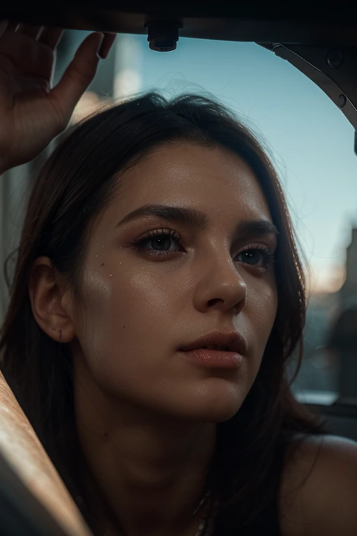 (((ultra realist ahud))) photoshot, ​masterpiece, top quality, (pale skin), (ultra-detailed face and eyes:1.3), 1 woman, adult, In Innocent dress as naive sailor. ((Eye make up, black mascara)), ((size, Detailed Lips)), ((Dark brown wavy hair)), ((stylish hairstyle)) , (Natural small breasts), Slender waist. ((posing, Hand on face)), photoshot-Shooting, soft studio lighting, (The play of light and shadow), depth of field, bokeh, (special attention to skin details: 1.2), Detailed leather structure, Hautporen. (Warm atmosphere of the frame. Color scheme - black, yellow, metric tons), ((grunge style)) , DR, ((film grain)), ((Rays)), (glare), ((Legs up portrait, close to the camera)) , ultra detailed, blurred foreground. High details, high quality, [[photorealistic Chromatic aberration]], digital photograph, HDR, high contrast, (cowboy shot), masterpiece. [The scene is surrounded by mist, evoking a mysterious and eerie atmosphere. The lighting is dark and atmospheric, with a touch of sinister ambiance. Best quality image, HDR enhancement, showcasing the utmost level of detail and realism]. [8K, Best Quality, Ultra High Resolution, (highly detailed CG unity 8k wallpaper), (best photo), (best shadows), isometric 3D, octane rendering, ray tracing, highly detailed, (Best quality, 4K, 8k:1.2), absurdity, ultra detailed, (realistic, photorealistic, photorealistic:1.37), complex parts, HDR, (complex parts:1.12), (hyper detailed, hyper realistic, Soft lighting, spicy:1.2), (complex parts, Hyper detailed:1.15). Blurred foreground. (backlit), masterpiece, high quality, brightness, chromatic aberration, shadows, contrast, clear sky, (warm hue, warm tone), high details, natural reflections]. many details. (YES SFW)