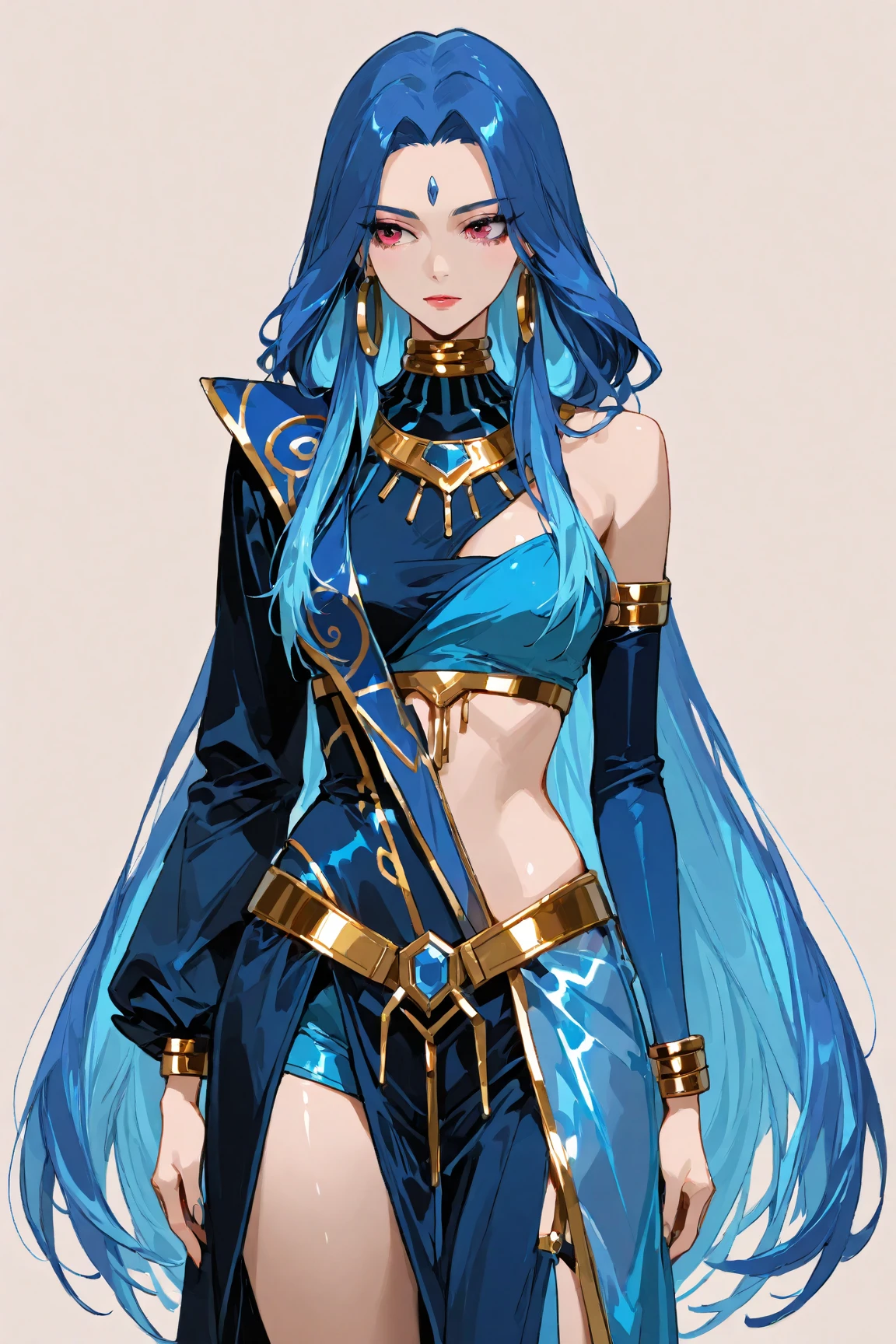 (masterpiece:1.37), best quality, (extremely detailed:1.37) plegianTh, two side up, hair ornament, feather hair ornament, bodystocking, bracelet, gold jewelry, bridal gauntlets, anklet, breasts, (wetting herself:2.0), standing straight, full body day, daytime, glow, facing viewer, perfect composition, full body, medieval, castle, desert