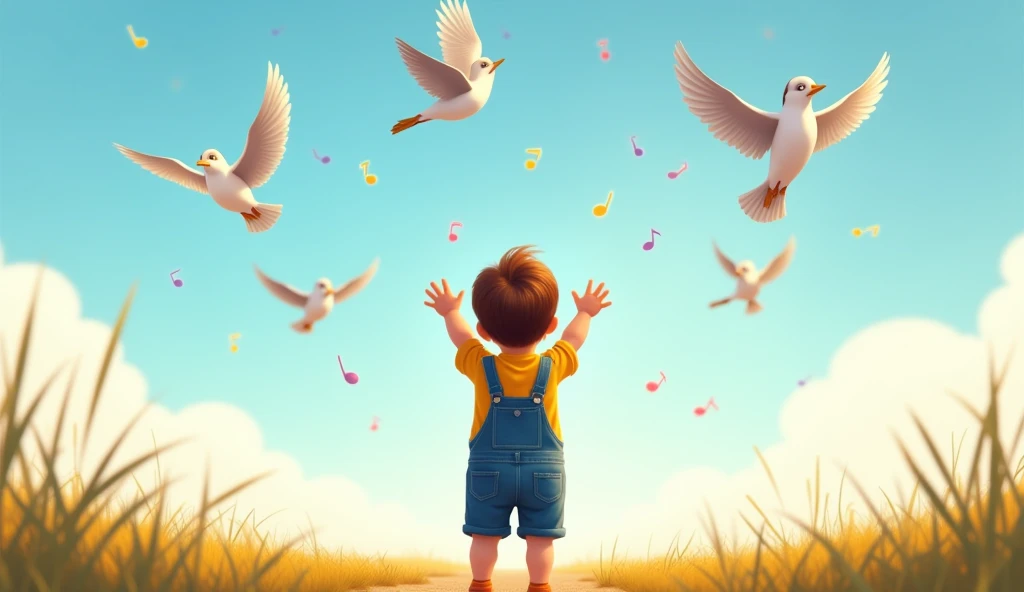 Tiddler Animation Zoom in on the birds flying overhead as the toddler, still in his ...