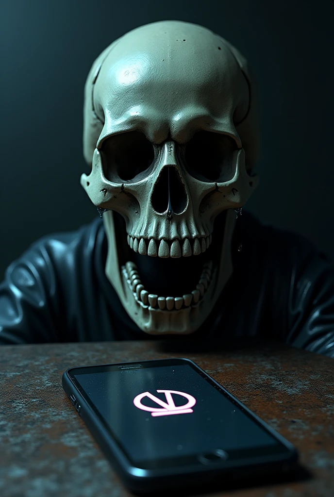 Skull laughing at screen