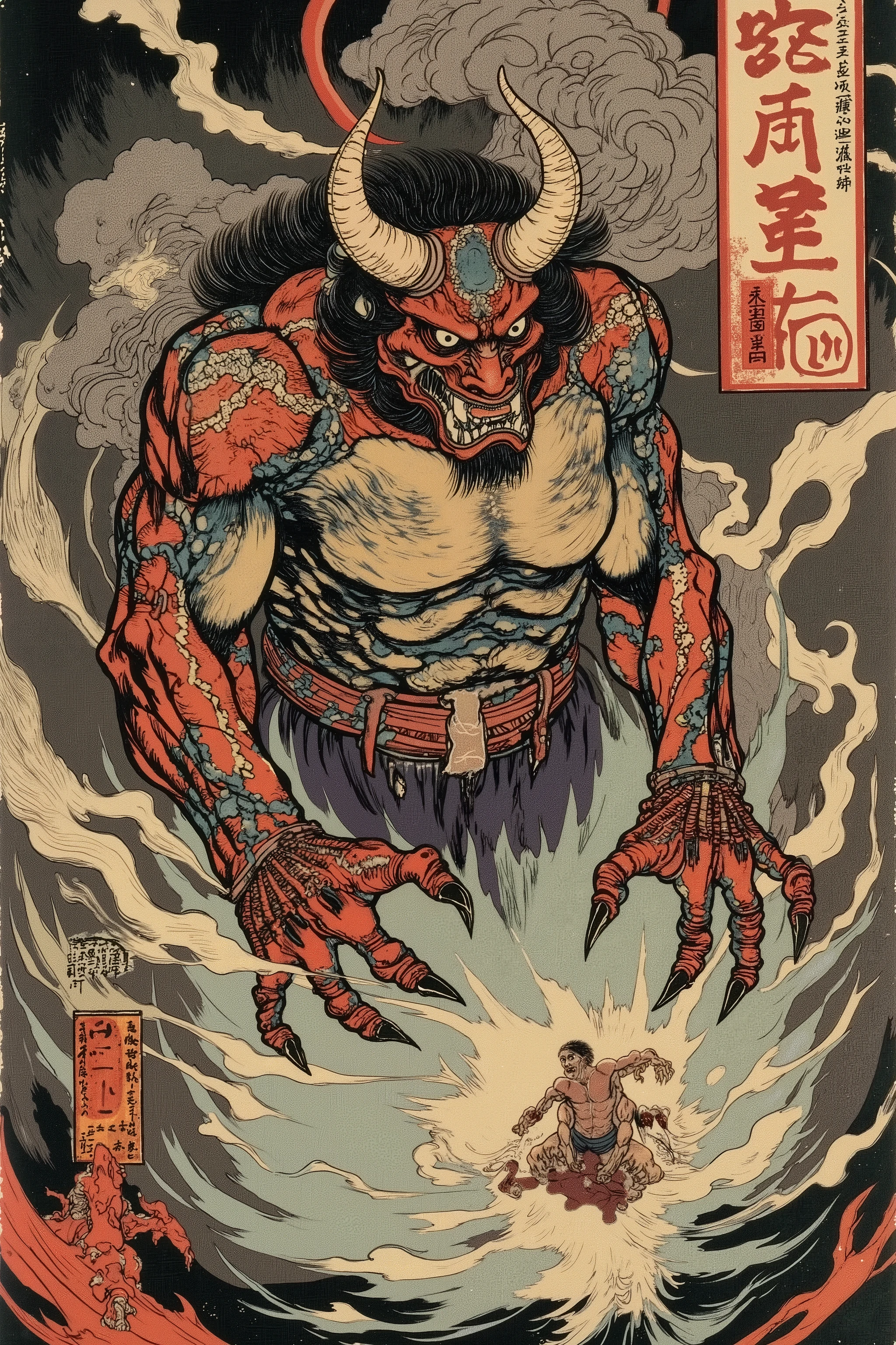 oni,yokai,scary ukiyo-e