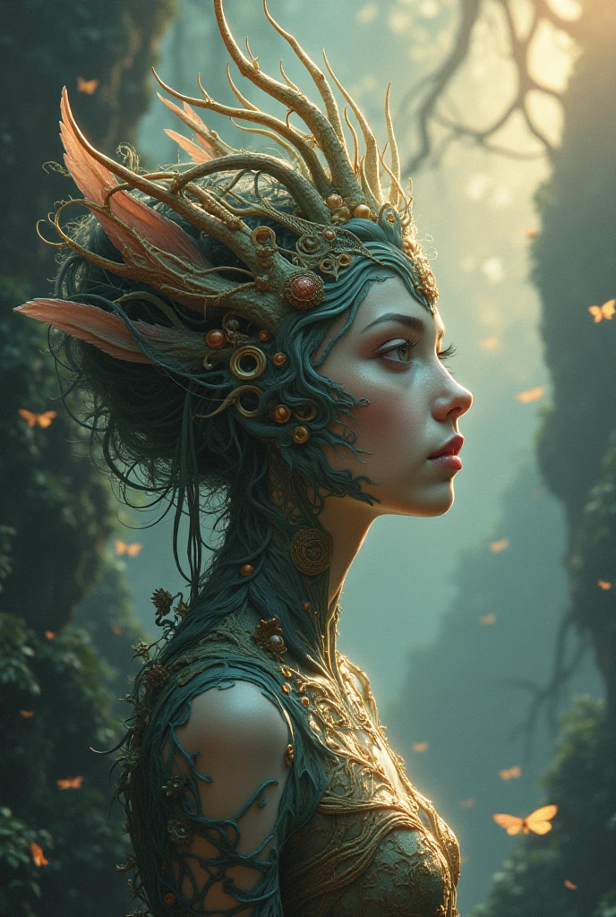 best quality,4k,8k,highres,masterpiece:1.2,ultra-detailed,realistic:1.37,HDR,UHD,studio lighting,ultra-fine painting,sharp focus,physically-based rendering,extreme detail description,professional,art nouveau,tarot card style, (2characters:1.6), dynamic angle, (dynamic pose), lustful pose,upper body,(lascivious face expression), female alien,(creatures from outer space), cyborg style,((A humanoid female alien emerges coming out of a cocoon:1.37)), ((The humanoid is isnside of the cocoon:1.4)), evolution, she is reborn as a stronger self, (the alien body fluids nurture the surroundings), (several blood strings flows into the humanoid's corpse:1.37), fractalized, android, (wearing a glass exoskeleton),biological exoskeleton,alien flora,(incredible surreal landscape background with bioluminescent fungi),vivid colors,earthen and olive hues,trending on cgsociety,landscape,(horror),Yoshitaka Amano style,sci-fi,concept artists,bright and vibrant colors,dreamy lighting