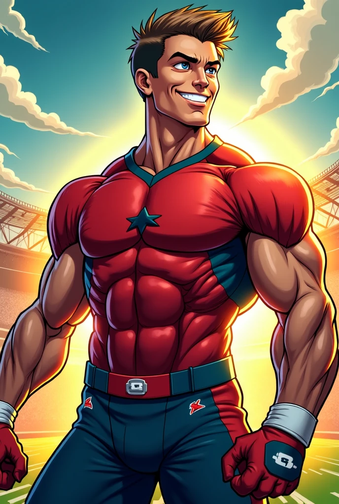 Danny Phantom, ghost, hypnosis, jock, conversion, locker room hallway, hyper muscles, jockstrap, bro, meathead, hypnotized, brainwashed, brainwashing, big dumb jock, football. Danny Fenton is hypnotized by Dash to assimilate and become another dumb cocky smirking fitness-obsessed bodybuilder football jock bro. Glowing green eyes. Hyper crotch bulge. Massive bulging crotch. Big balls. Big biceps. Big triceps. Big traps. Broad shoulders. Big meaty pecs. Big thighs. Thick glutes. Football team assimilation. Black hair. Deep dull voice. glazed expression. dumber and dumber. Open mouth. Clothes turning into a football uniform. Forgetting. Number 16 on his football uniform. IQ drain. Mindless. Brainless. Brute. Brutification. "I feel like I ... I ... I'm a ... I'm a .... Yes, ... just a meathead jock.... just muscle ... and meat.... Bro.... I am a meathead.... I am a bro.... I am a jock.... I am a meathead.... I am a bro.... I am a jock.... Anything you say, Dash.... Obey ... the QB.... Give nerds ... wedgies.... I am a jock. I am a meathead.... I obey...."