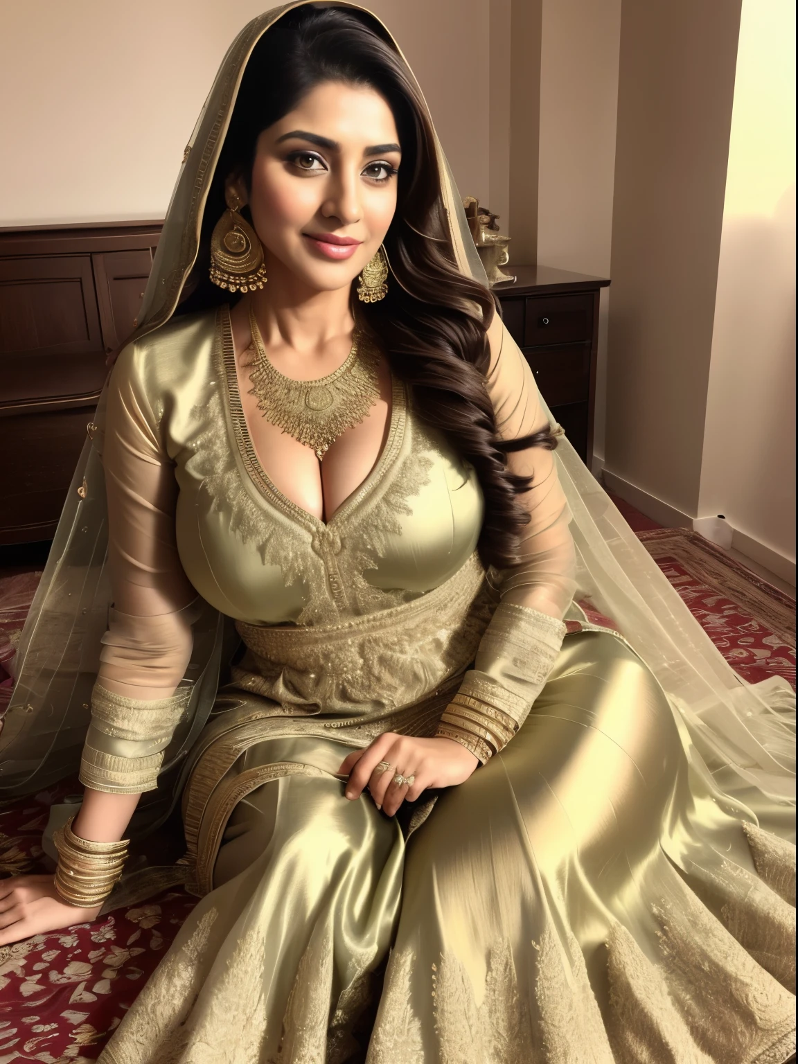a 30 year most beautiful very busty full voluptuous very sexy slight fat Arabic women in waterfall wet dress,wet face,wet hairs,, hd details of award show,HD makeup,hd details,hd render,realistic,hyper realistic,photograph,wearing a extreme embroidery Arabic traditional multi color net full see through full skin tight dress,use multiple variations and color,create perfect sitting details,(full body view)(gigantic breast)(large breast)(round breast)(perfect face)perfect face details,perfect eyes,perfect lips,fair skin,bold joyous expressions,,create a good perfect finger details,(pay attention to gigantic huge breasted women to attraction)(hd makeup)((shimmery makeup))((nipple slip very low cleavage))((pay more attention to create perfect realistic clear eyes))