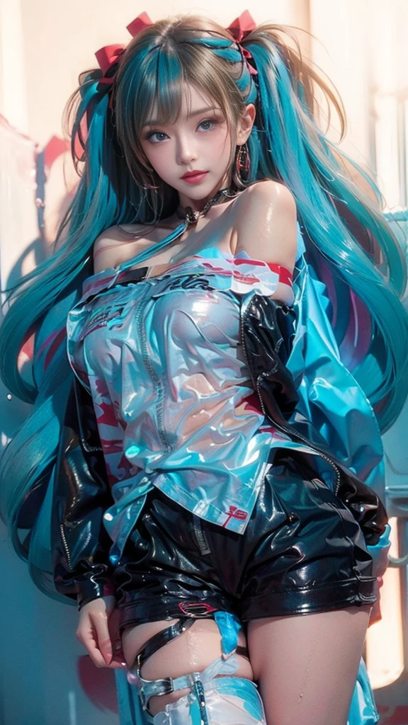 ((Best quality, 8K, Masterpiece:1.3, 1 girl, Beautiful girl)), highres, Cute, Dynamism, Detailed face, Detailed skin, Detailed eyes, Detailed lips, Photorealistic, Raw photo, Natural lighting, perfect anatomy, dynamic pose, toned legs, double eyelid, tear bags, round eyes, moist lips, (colorful body, colorful liquid on the naked body:1.2), colorful hair, rainbow hair, colorful background, japanese girl, cowboy shot, sweaty, liquid art, closed eyes, upper body, pixie cut, blunt bangs, sfw, masturbation, white hair, arms up, open legs