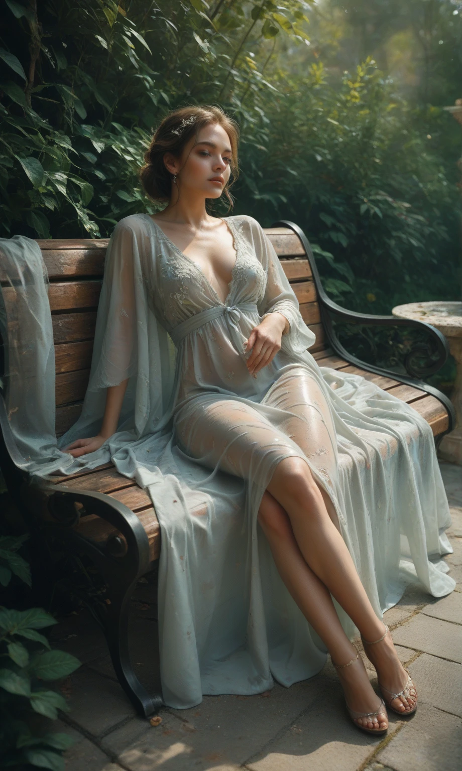 (masterpiece), best quality, expressive eyes, perfect face, highly detailed, high resolution, beautiful, (masterpiece), best quality, expressive eyes, perfect face, 1 sexy girl in forest clothes, flowers, leaves, mandalas, fractal, Sleeping Beauty, by Bella🦋 full body, beautiful girl sleeping, room with mirror, girl sleeping in bed and sheets, old clock and lamp on the table, full body, black hair, transparent clothes, open legs, view of the pubic hair, 1 sexy girl in see-through forest clothes, exposed breasts, open see-through t-shirt, mandala and flower tattoos, best quality, masterpiece, illustration, very delicate and beautiful, highly detailed, CG, Unity, 8k wallpaper , ridiculous, huge file size, very wide lens, soft lighting, Sleeping Beauty, by Bella🦋 full body, beautiful sleeping girl, full body, black hair, transparent clothing, slight smile, legs open, pubic hair view, 1 girl sexy in transparent forest clothes, exposed breasts, open transparent t-shirt, tattoos of mandalas and flowers, transparent clothes, transparent clothes showing the naked body, beautiful vagina, vagina with soft hairs, closed eyes, Latin girl sitting on a bench park, girl sitting on a garden bench, oil painting, floating hourglass, ((hourglass in woman's hand)), latin tanned skin, full moon night sky, falling autumn leaves, autumn leaves in the wind, black and brown hair, long hair floating in the wind, girl looking at an hourglass, nsfw,(( Felicity Jones)), (sensual), (Extremely beautiful), (erotic:1.2), (sublime:1.0 ), (Extremely sensitive:1.0), (wise and understanding:1.2), (feminine:1.2), (intricate: 1.2), (masterpiece). ),Extremely detailed, hyper-realistic, deep shadows and bright highlights, perfectly detailed face, (transparent), (accentuated curves), slim build, perfect slim thighs, perfect feet, entire body shown, (high quality), (extremely delicate and beautiful), (natural postures, natural expression), (skin teeth), (realistic shiny hair, realistic shiny skin, nsfw,sfw