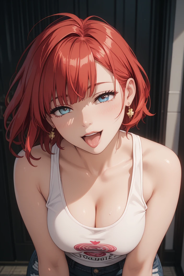 (avergonzado, redhead, orange hair, WeriArt style, 1 girl, blush, upper body, extremely detailed eyes, collarbones, ruffled dress, open mouth, best quality, 4k, 8k, highres, masterpiece:1.2, ultra-detailed, realistic, photorealistic:1.37, HDR, UHD, studio lighting, ultra-fine painting, sharp focus, physically-based rendering, extreme detail description, professional, vivid colors, bokeh)