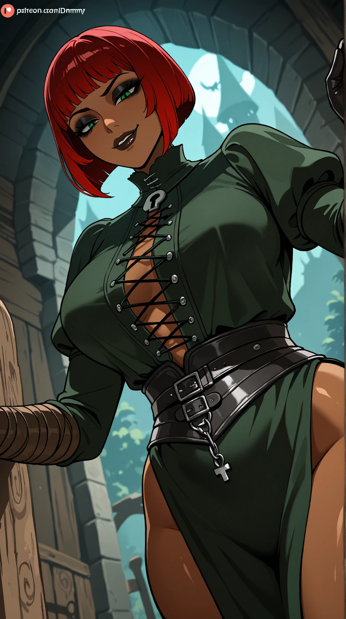 ((SUPREMELY FIRM ROUND BREASTS)), (((MOST OUTRAGEOUSLY GIGANTIC FAKE :1,2))), (strapless bra), Could you please draw a female version of Roronoa Zoro from One Piece? She should have Zoro's trademark green hair, but perhaps in a longer, more feminine style. Her eyes should be intense and focused, reflecting her determination. She should be physically fit and strong, showcasing her skills as a swordsman. Her outfit could be a feminine take on Zoro's traditional outfit, perhaps a fitted green top and black pants, with a sash tied around her waist. She should also have Zoro's three swords, maybe carried on her back or at her side. Her personality should come across as serious and disciplined, just like Zoro, (masterpiece, best quality:1.2),(8k,highres,RAW photo,realistic,photo-realistic:1.3),(detailed skin texture,detailed cloth texture,beautiful detailed face:1.25),professional lighting,photon mapping,beautiful soft light,radiosity,physically-based rendering,model shoot style, model shoot style, (extremely detailed CG unity 8k wallpaper), full shot body photo of the most beautiful artwork in the world, complex 3d render ultra detailed, looking at viewer, 18 yo, wet hair, real human skin, vibrant details, hyperrealistic, beautiful, octane render, an extremely delicate and beautiful, extremely detailed ,CG ,unity ,wallpaper,Amazing, finely detail,official art,extreme detailed eyes, (perfect face), shiny skin, colorful, highest detailed, vibrant colors, ultra high res, (high contrast), intricate, lens flare, cinematic effect, movie scene, documentary
