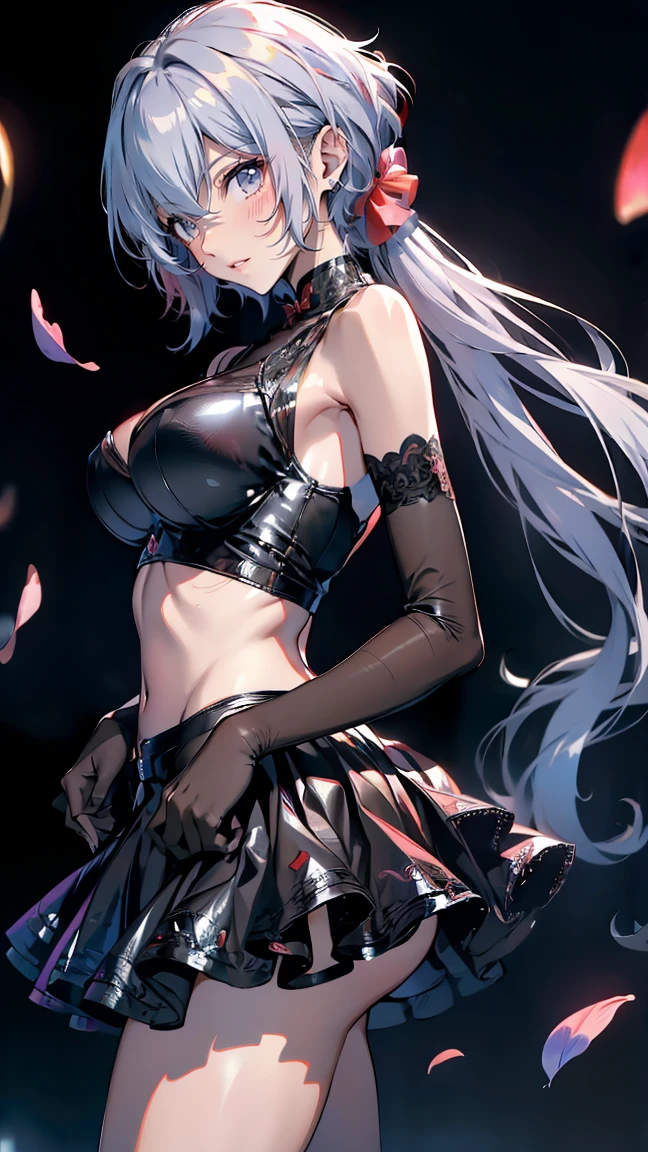 Very delicate and beautiful CG illustrations, bestquality, high-res, dynamic angle, Full length shot, (1girls), Yellow eyes and long straight white hair., Floating, Soft light, High-key backlight)