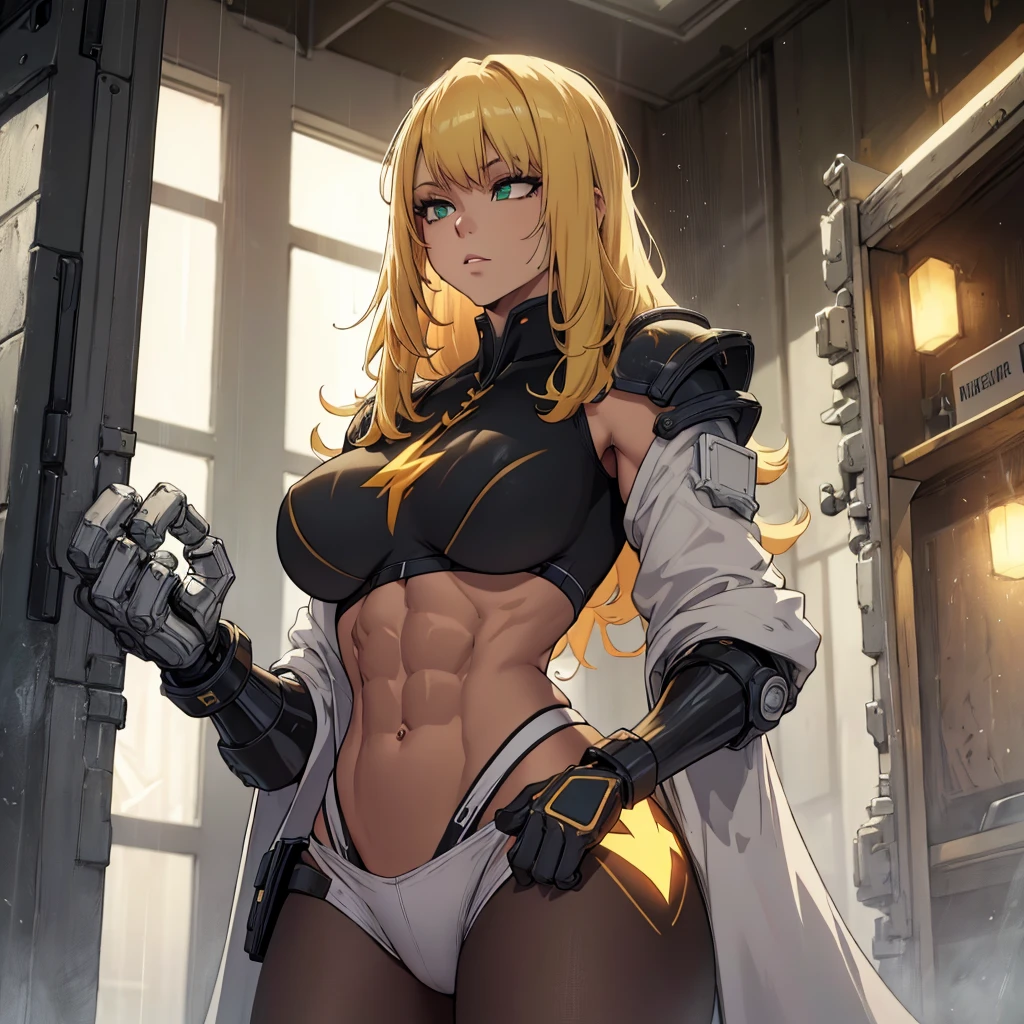 Bladerunner 2049, hot girl, bikini, huge breasts, hourglass figure, blonde, orange eyes