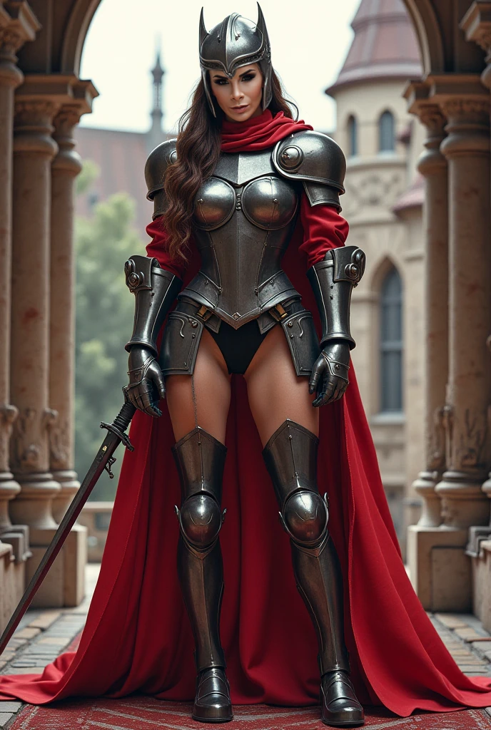 ((masterpiece:1.4)、(Highest quality:1.4)、(Realistic:1.7))、Masterpiece:1.4、(Top-notch rendering:1.4)、(Beautiful Girl Hero 4:1.4)、A beautiful heroine wandering the city:1.4、(Fantastic ancient city ruins:1.7)、(Boris Vallejo's:1.4、Julie Bell:1.4、Luis Royo:1.4、Frank Frazetta:1.4)、20-year-old、(1 Girl:1.4)、(Red Latex Bodysuit:1.4)、(Black super thong panties:1.4)、(Ultra Ultra Bikini:1.4)、(Sexy red corset:1.4)、(Decorations and costumes symbolizing the hero:1.7)、(Put on armor and helmets:1.7)、(He carries a bow and a case containing several arrows on his back and a spear in his hand.:1.7)、(An outfit that emphasizes beautiful breasts:1.4)、Detailed eyes、Beautiful Eyes、double eyelid、{Long Hair}、Beautiful woman with perfect figure:1.4、Perfect proportions:1.4、(Anatomically correct body shape:1.4)、well-proportioned and beautiful udder、(Beautiful girl with a slim waist:1.4)、(Narrow waist:1.4)、(9-body proportions beautiful girl:1.4)、(A beautiful girl with long legs and a good figure:1.4)、Standing、(Full Body Photo:1.4)、(Ancient Heroes' World Fantasy:1.4)、Ruined Old Castle、Megastructures:1.7、Great landscaping、Ancient City Fantasy、Mysterious World、Desolate landscape、Vast ancient dungeon、Photorealistic images、Sharp focus:1.5、Vision:1.7、Draw her as a beautiful girl with a good figure:1.4、Beautiful and well-proportioned hips、Sexy ass、Beautiful feet:1.2、Raw photo、Red lips、Lip Glow、Eyeshadow、Red High Heels、Beautiful face with long face、(choker:1.4、necklace:1.4、Earrings:1.4)、Supermodel:1.4、Nikon SLR D6、Natural light、Lighting technology that creates beautiful expressions、Ideal lighting、(フォトRealistic:1.4)、Raw photo、A beautiful heroine wandering through the ruins of an ancient city:1.4