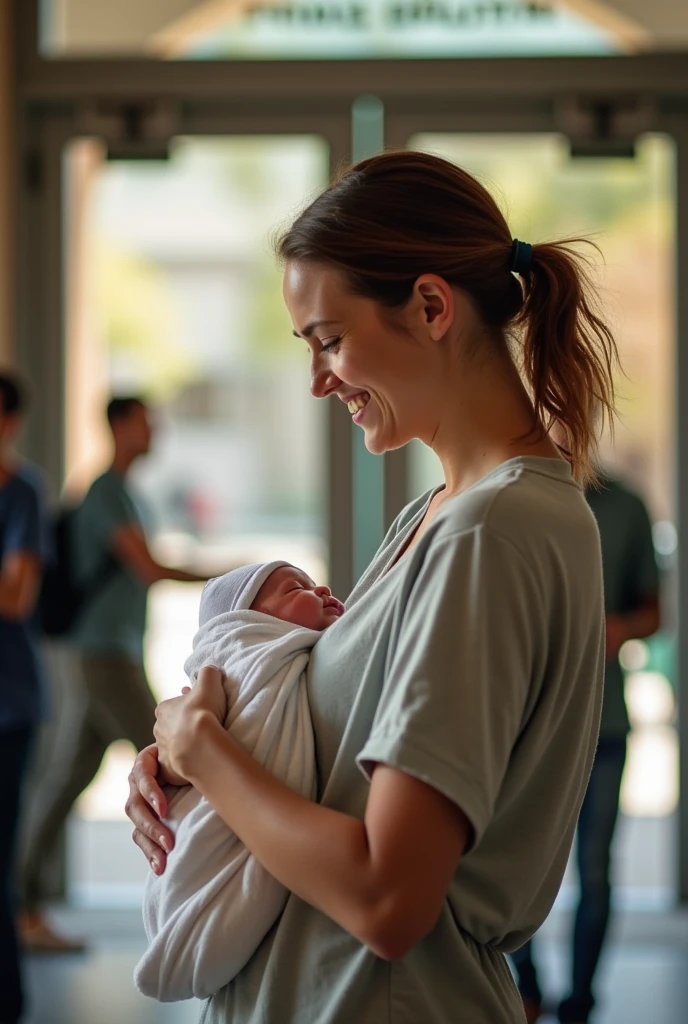 Maternity center patient leaving the hospital