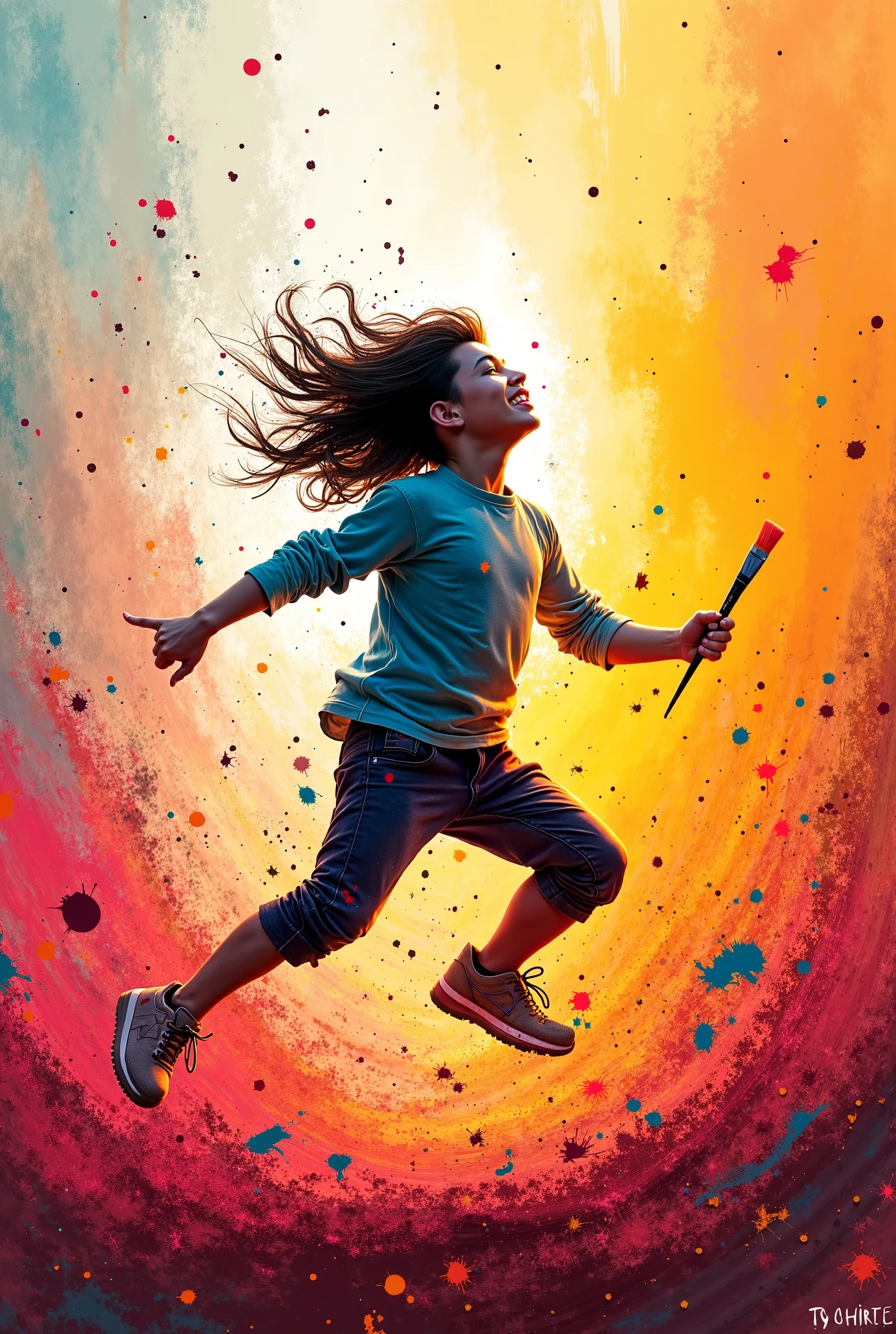 Drag a Lilliputian kicking and screaming into the future, <lora:SDXLFaeTastic2400:0.4>, Twilight Light, <lora:gorgoeus_splash_of_vibrant_paint:0.7> Gorgeous splash of vibrant paint, <lora:saturated_colors:0.8> saturated colors