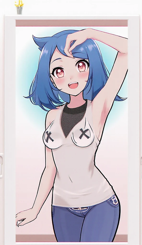snfw,(highest quality:1.2),1 girl,alone,Are standing_Split,AYANAMI REI,(white school swimsuit:1.2)、short hair,blue hair,bangs,interface headset,hair between eyes,pixelated background,neon light,SF color scheme,Bright colors,metallic texture,detailed shading,Holographic interface,dark atmosphere,high contrast,sharp focus,twig of hair,Reflective surface,exquisite details,High resolution,studio lighting,Red accents,Illuminated environment,artificial intelligence assistant、camel toe