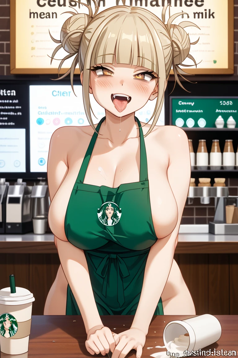 (embarrassed,blush:1.3),
,(steam:0.8),(Wet:0.8),(Sweat:0.8),(trembling:1.3)
,(Parted lips:1.3),(half-open eyes:1.4),(Feeling weak:1.5)、Beautiful nipple、put out the tongue、small tits、Small heart marks around the face、(spasming、wince:0,2),17-year-old slender beautiful girl、(((Starbucks Coffee Uniform、Inside Starbucks Coffee、skirt by the、Beautiful nipple、Spread your legs apart、Cute underwear、Working at Starbucks Coffee))),NSFW、Stockings、Kamimei、open-shirt、sitted、Spread your legs apart、