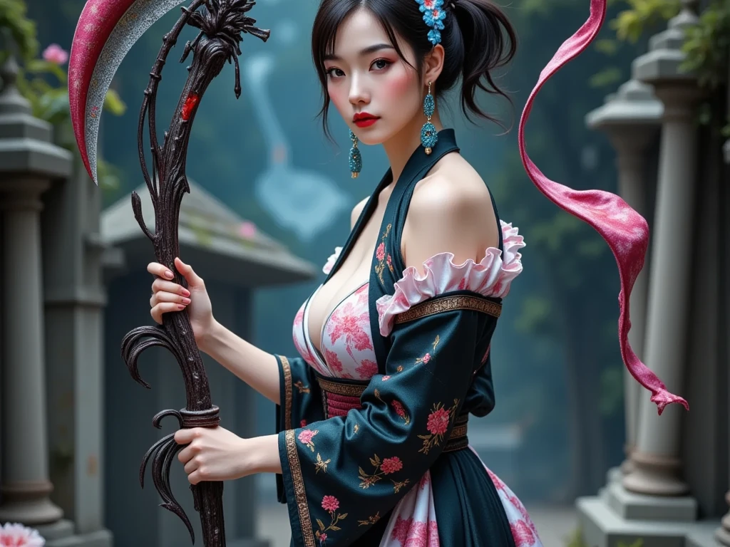 1girl,solo,UPPER body,many skulls,tree,branch,outdoors,china dress,night,masterpiece,best quality,ultra-detailed,