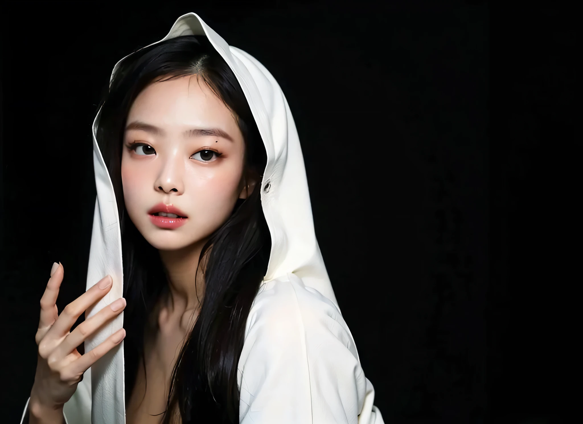 Extremely soft face. Attractive face. perfect composition. captivating eyes . kissable lips. Extremely soft lips. sexy lips. soft leather kimono. beautiful skin . perfect composition.