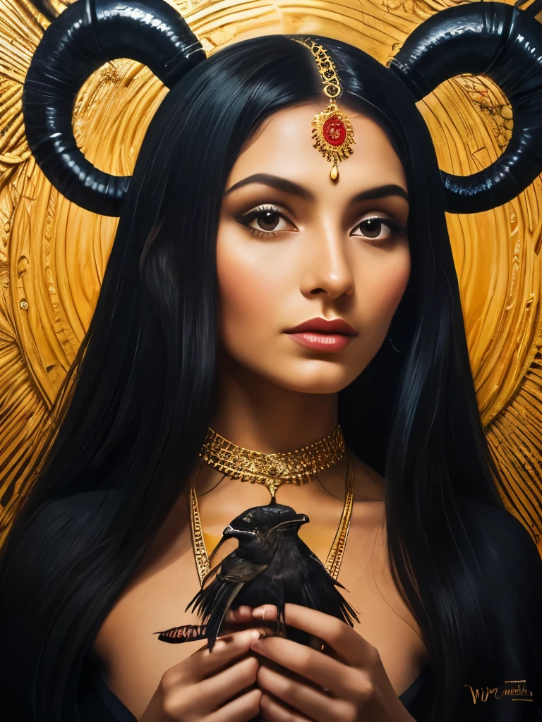 Succubus with the face of Emily Rudd: Dua Lipa, sensual pose, (symmetrical) concept art, dark fantasy background, abstract beauty, hyperdetailed, in the style of Brom