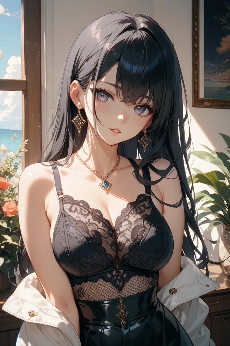 (one-girl:1.1),(The beautiful, Big breasts are very charming, enchanting, gracefulness:1.1) sweetheart,(Elegant) long  skirt,(Scavenging, defined) the face,(The beautiful, Amazing cleavage) There are eyes,(leaking breasts) sweet osmanthus,(perfect pubic bone, Impeccably clean) BodyProportions,(ultra - detailed, iintricate) An artwork of,(Colorful, a vibrant one) atmosphere,(hyper realisitc, Surreal) Uniformity,(hyper HD, 32K),(Best quality at best:1.2),profesional lighting,Delicate brushstrokes,lace panty,lace underwear big breasts,