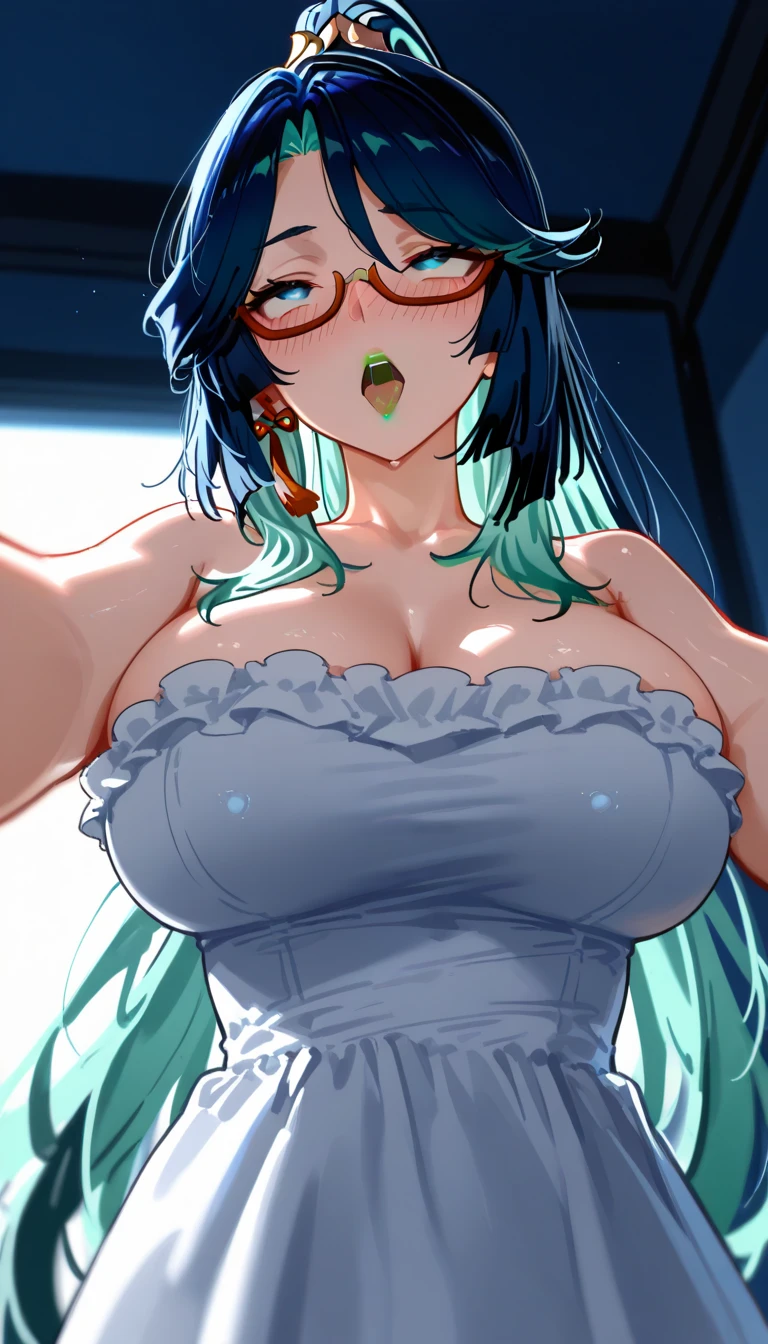 2big penis,woman with 2penis,bigdildo,squatting,masturbation ,orgasm,aroused,　girl　groin　masturbation　sex　lesbian　whole body　slender　rather small chest　medium hair　green hair　Glasses　thin waist　bright bedroom　kiss　sweaty　wet hair　big penis