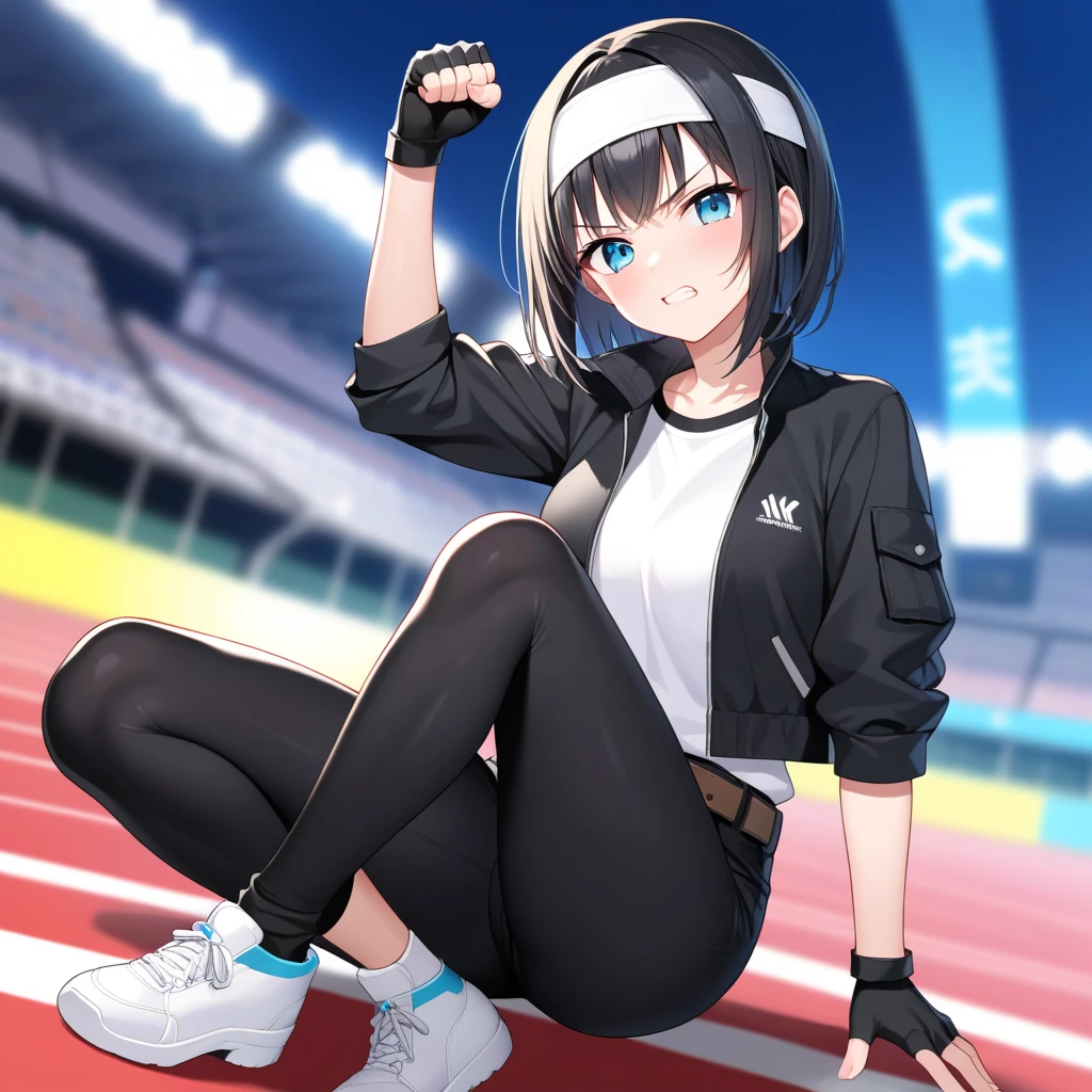 masterpiece、delicate details、tracksuit、Adidas Clothing、Athletics part、Slender beauty、Bangs Patsun、Cropped bob cut、athlete、sexy