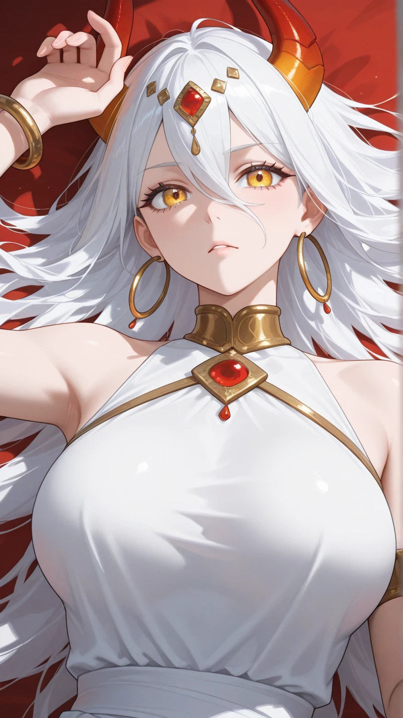 1girl, white hair, yellow eyes, portrait, realistic, towel, (onsen), sidelighting, wallpaper, nsfw, white hair, yellow eyes, (animal ears|red horn:0.85),navel,(masterpiece,best quality:1.5),fiction art, RAW photo, best photo, best photo quality, 8k quality, 8k ultra, fair skin, (bright eyes), detailed eyes, beautiful hair, magical light, (masterpiece,best quality:1.5), soft lighting,gorgeous light and shadow ,sunny