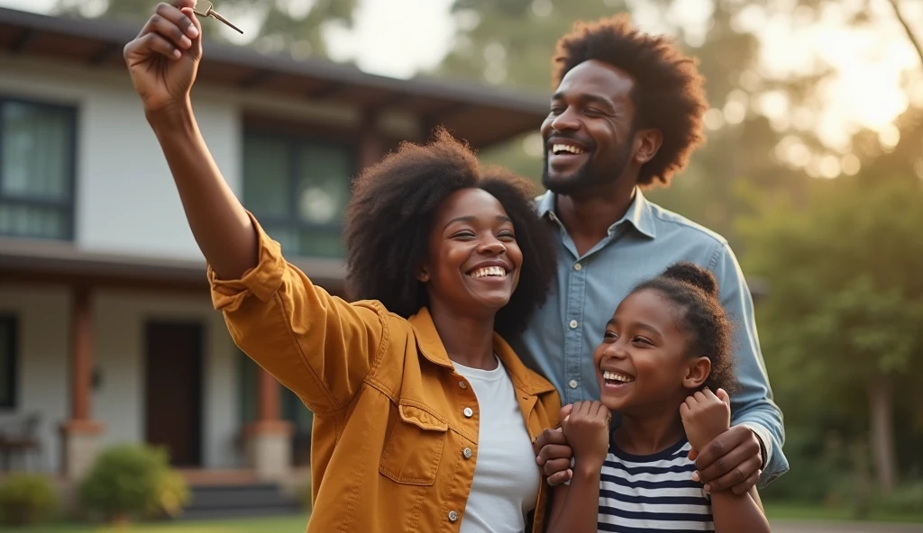 A young black man with short curly hair wearing square glasses and a black shirt, holding the hand of a black child with short curly hair with a cell phone in his hand 